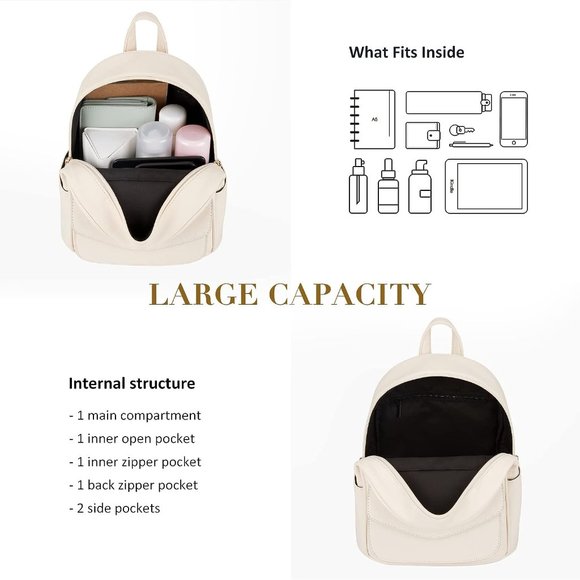 ECOSUSI Cute Bowknot Small Backpack Ladies Leather Satchel Bag with Charm Tassel main image 5